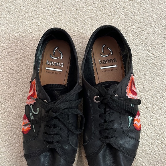 Leather Embroidered Espadrille Sneakers - Picture 2 of 4